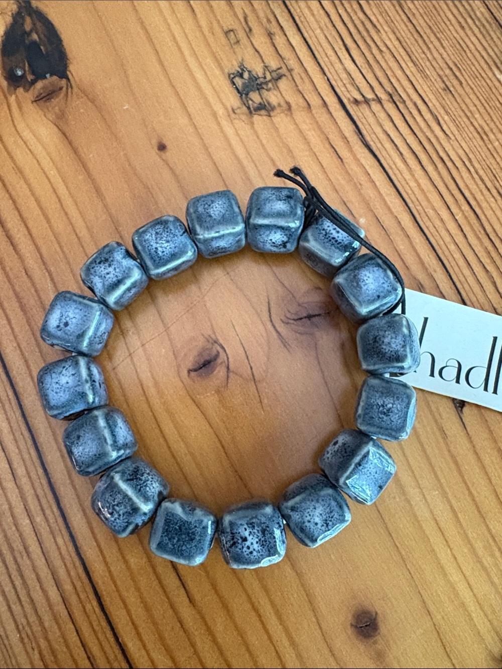 Hadley Wren Chunky  grey cube Bead Bracelet - Gunmetal